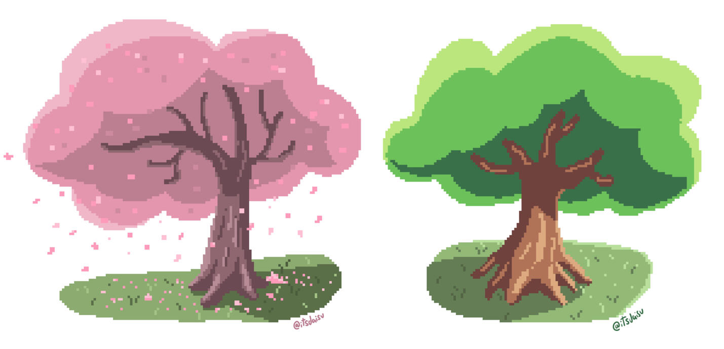 Pixel art trees exercise